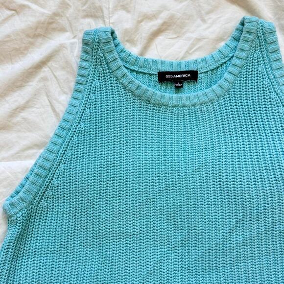 525 america blue Knit sleeveless top womens sz s cotton beachy coastal resort - Picture 2 of 8
